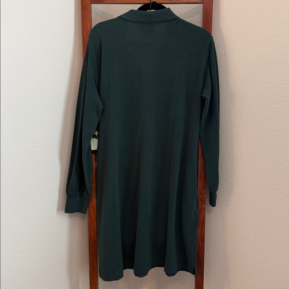 Tuckernuck Forest Green June Bug Pique Frances L/S Cotton Polo Dress Sz LG NWT - Picture 4 of 7